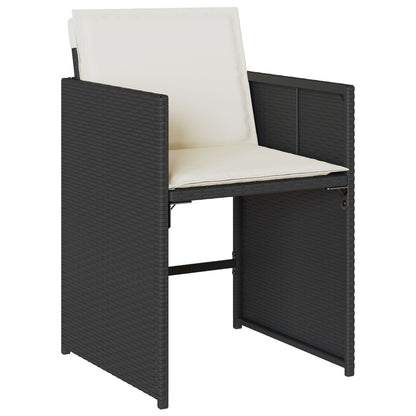 5-Delige Tuin Eetset Met Kussens Zwart Poly Rattan