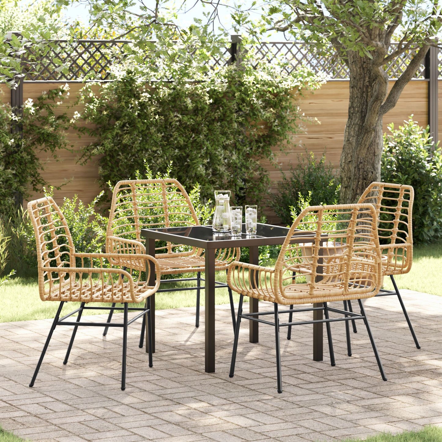 5-Delige Tuin Eetset Bruin Poly Rattan