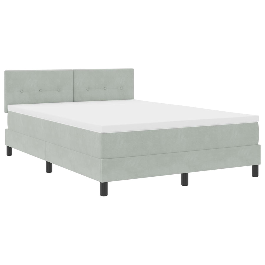 Boxspringbed Met Matras Lichtgrijs 140X200 Cm Fluweel Blauw