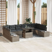 Tuinset 11-delig poly rattan grijs