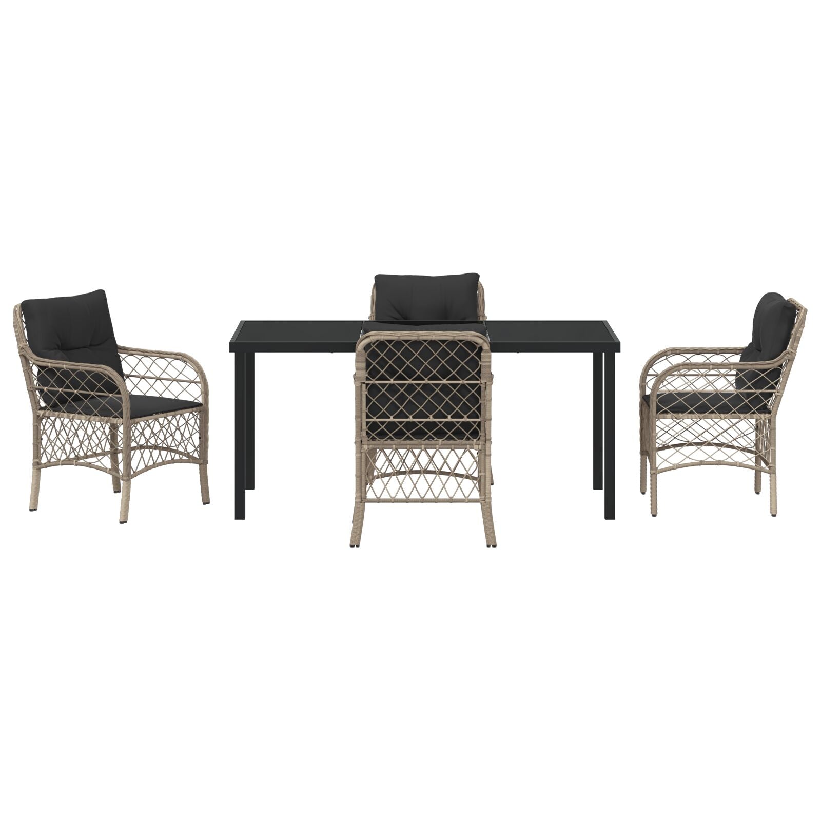 5-Delige Tuin Eettafel Set Met Kussens Lichtgrijs Poly Rattan