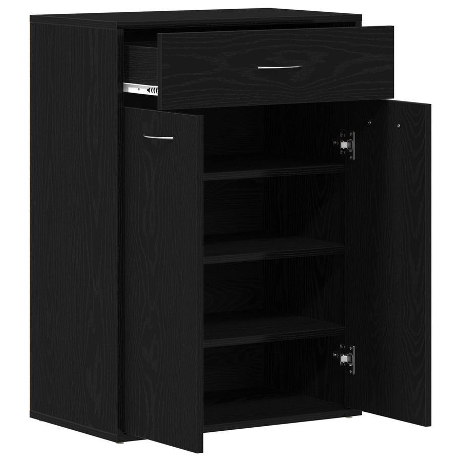 Schoenenkast Zwart Eikenhout 60X35X84 Cm Gelaagd Hout