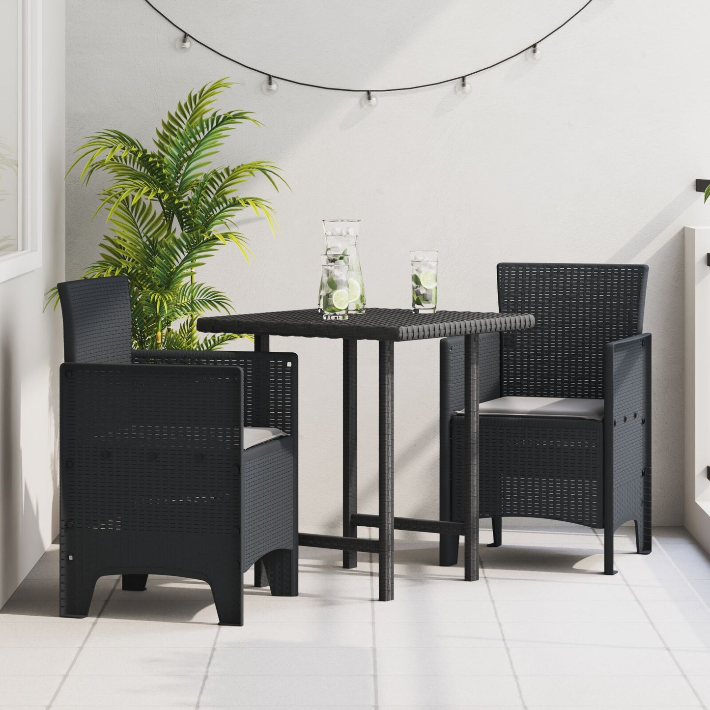 Tuinstoel Set Van 2 , Polypropyleen, Polyester Lichtgrijs Anthraciet