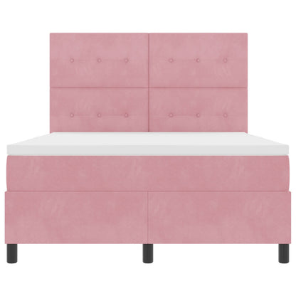 Boxspringbed Met Matras Roze 140X190 Cm Fluweel Blauw