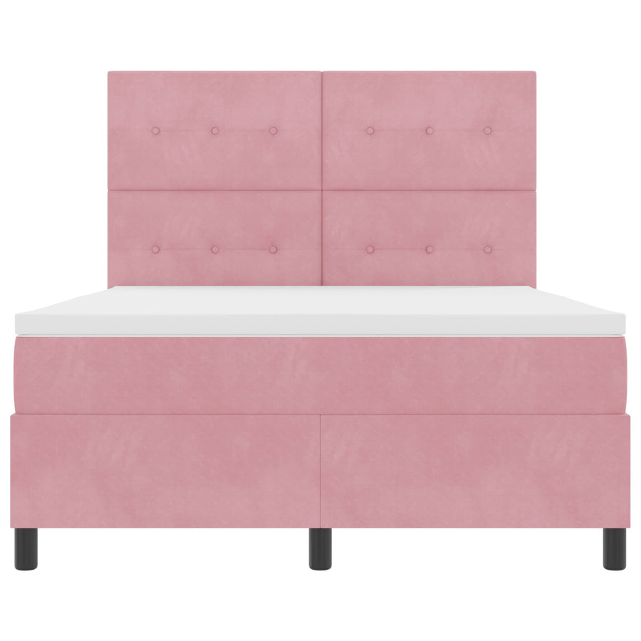 Boxspringbed Met Matras Roze 140X190 Cm Fluweel Blauw