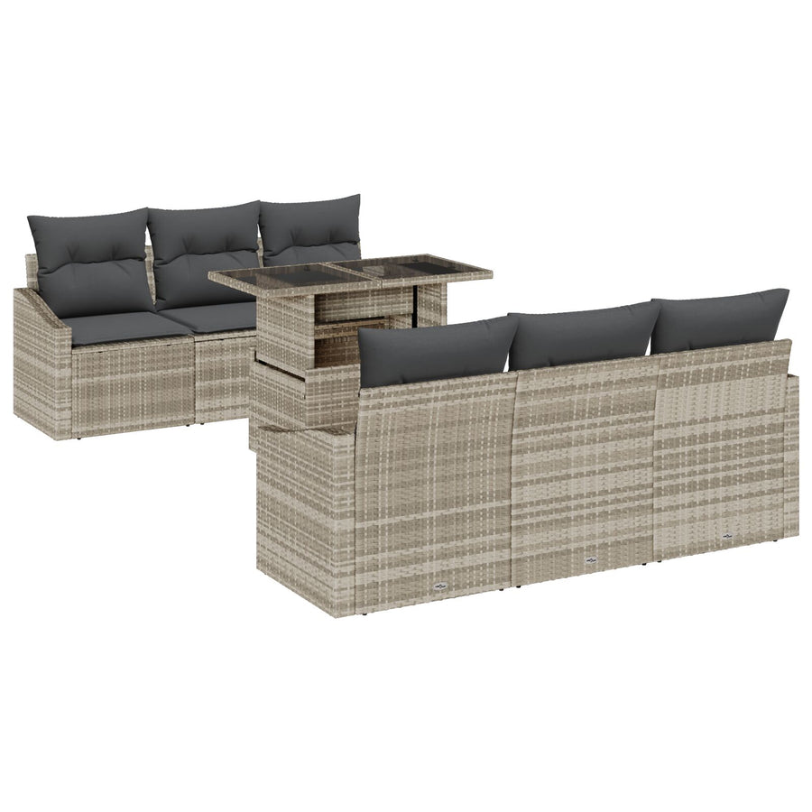 Tuin Sofa Set Set Van 7 Beige Rattan Tuin Sofa Set Rechthoekig