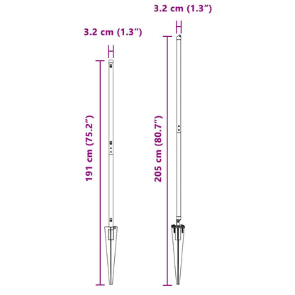 Hekpalen Met Spike 26 Stuks Ø32 Mm Gegalvaniseerd Staal Grijs 160 cm 26x spijkerpunt