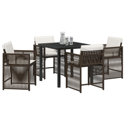 5-Delige Tuin Eetset Met Kussens Bruin Poly Rattan