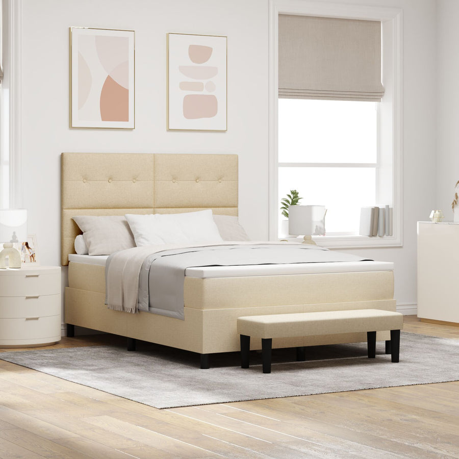 Boxspringbed Met Matras En Bench Stof Crème 160 x 200 cm Knop tufted