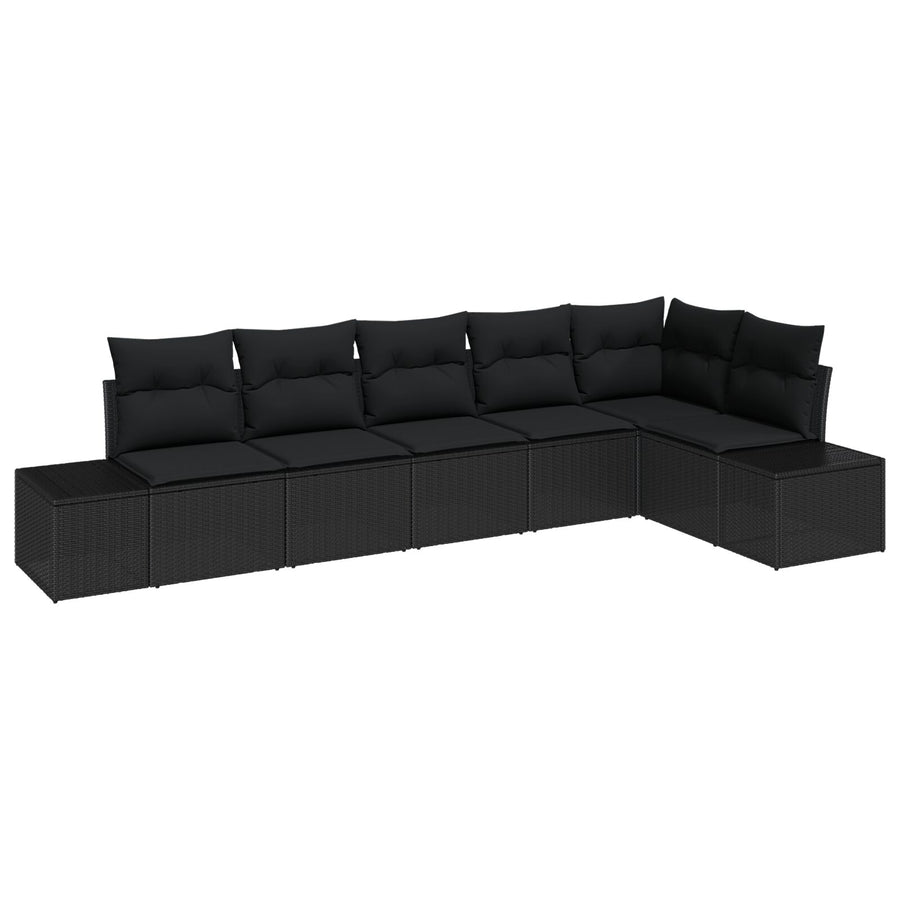 6-Delige Tuinbank Set Met Kussens Poly Rattan Zwart zonder tafel