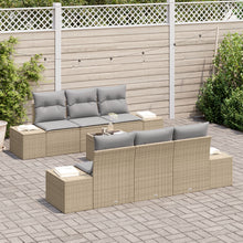 7-Delige Tuinset Met Kussens Beige Poly Rattan