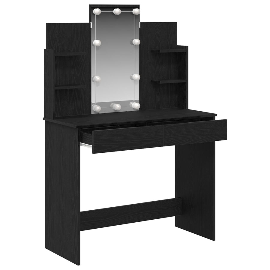 Kaptafel Met Led-Verlichting Zwart Eiken 96X40X142 Cm