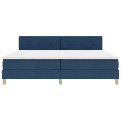 Boxspringbed Met Matras Stof Blauw 200 x 200 cm Knoopgestoffeerd
