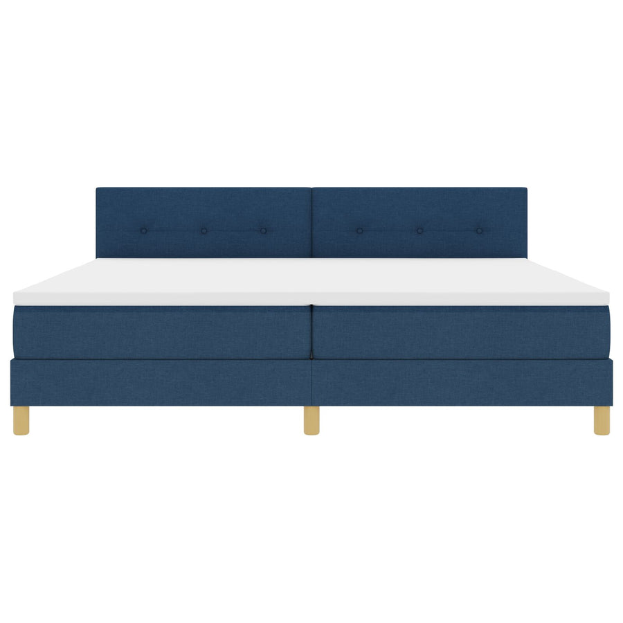 Boxspringbed Met Matras Stof Blauw 200 x 200 cm Knoopgestoffeerd