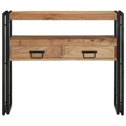 Console Tafel Zwart En Metaal 90 x 33 x 75 cm Massief acaciahout