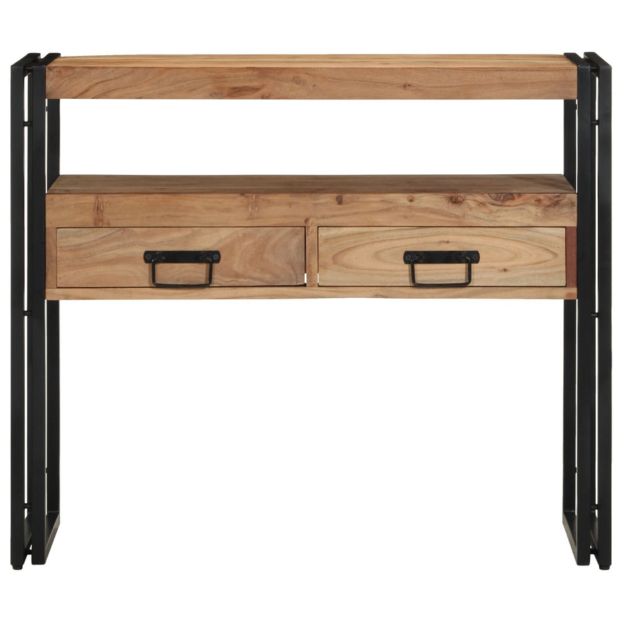 Console Tafel Zwart En Metaal 90 x 33 x 75 cm Massief acaciahout