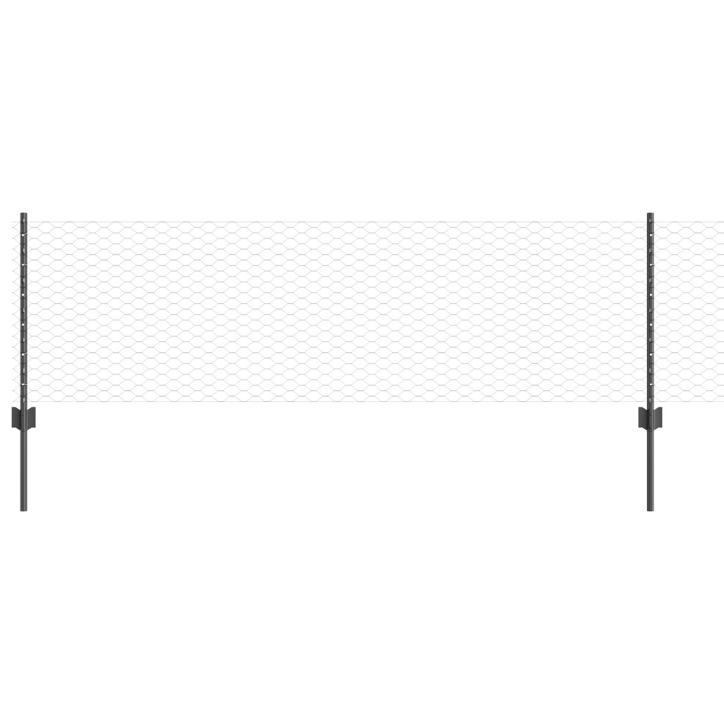 Hekpalen 11 Stuks U-Kanaal Grijs 60 Cm Staal,  Zeshoek Hek Grijs 0,6X25 M Staal