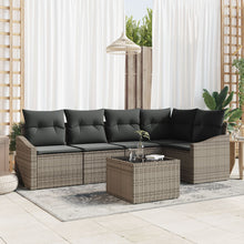 5-Delige Tuinbank Set Met Kussens Zwart Poly Rattan Grijs met tafel
