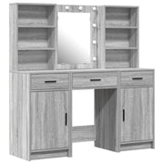 Kaptafel met LED spiegel 50x41x135 cm bewerkt hout grijs
