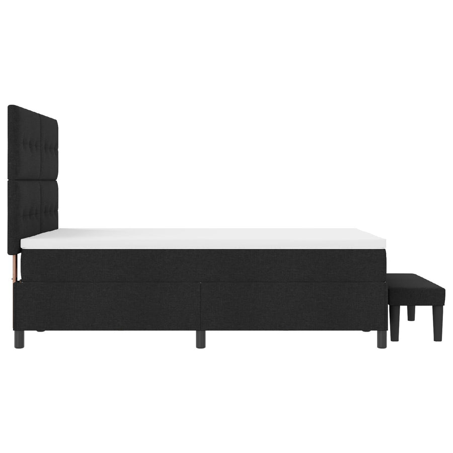 Boxspring Bed Met Matras & Bank Stof Zwart 160 x 200 cm Knoop tufted