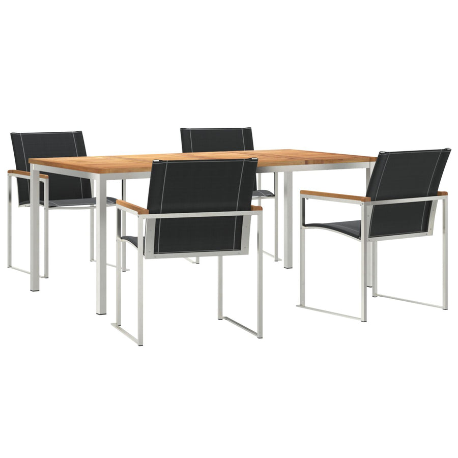 5-delige tuin eettafelset massief acaciahout, vidaXL buiten eettafel 180x90x75 cm massief acaciahout