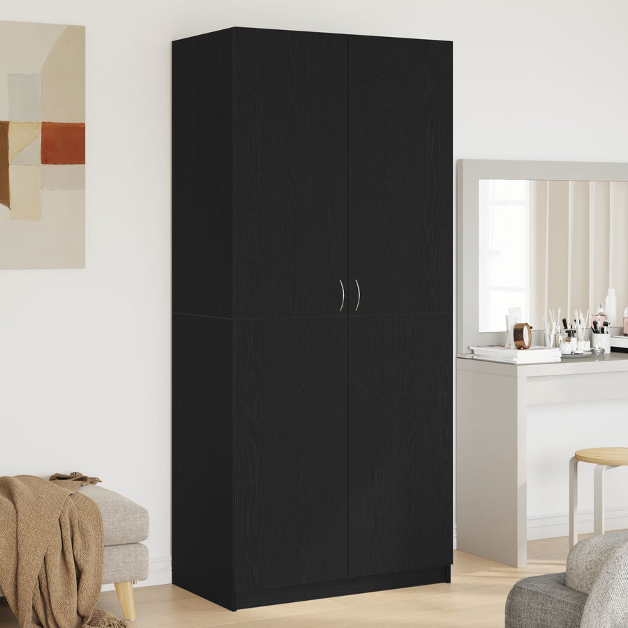 Kledingkast Zwart Eiken 90X52X200 Cm Behandeld Hout