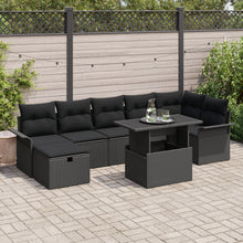 8-Delige Tuinbankset Met Kussens Zwart Poly Rattan