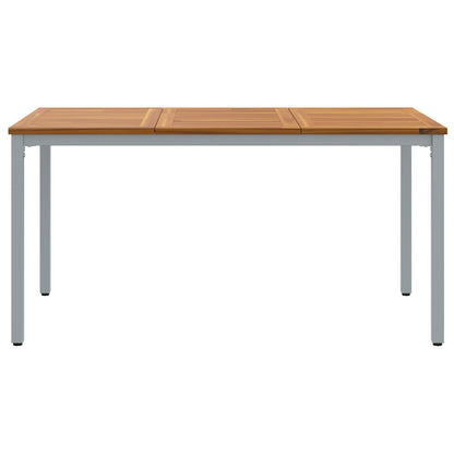 Tuin Tafel Massief Acaciahout En Metaal 150 x 90 x 75 cm Natuurlijk en grijs