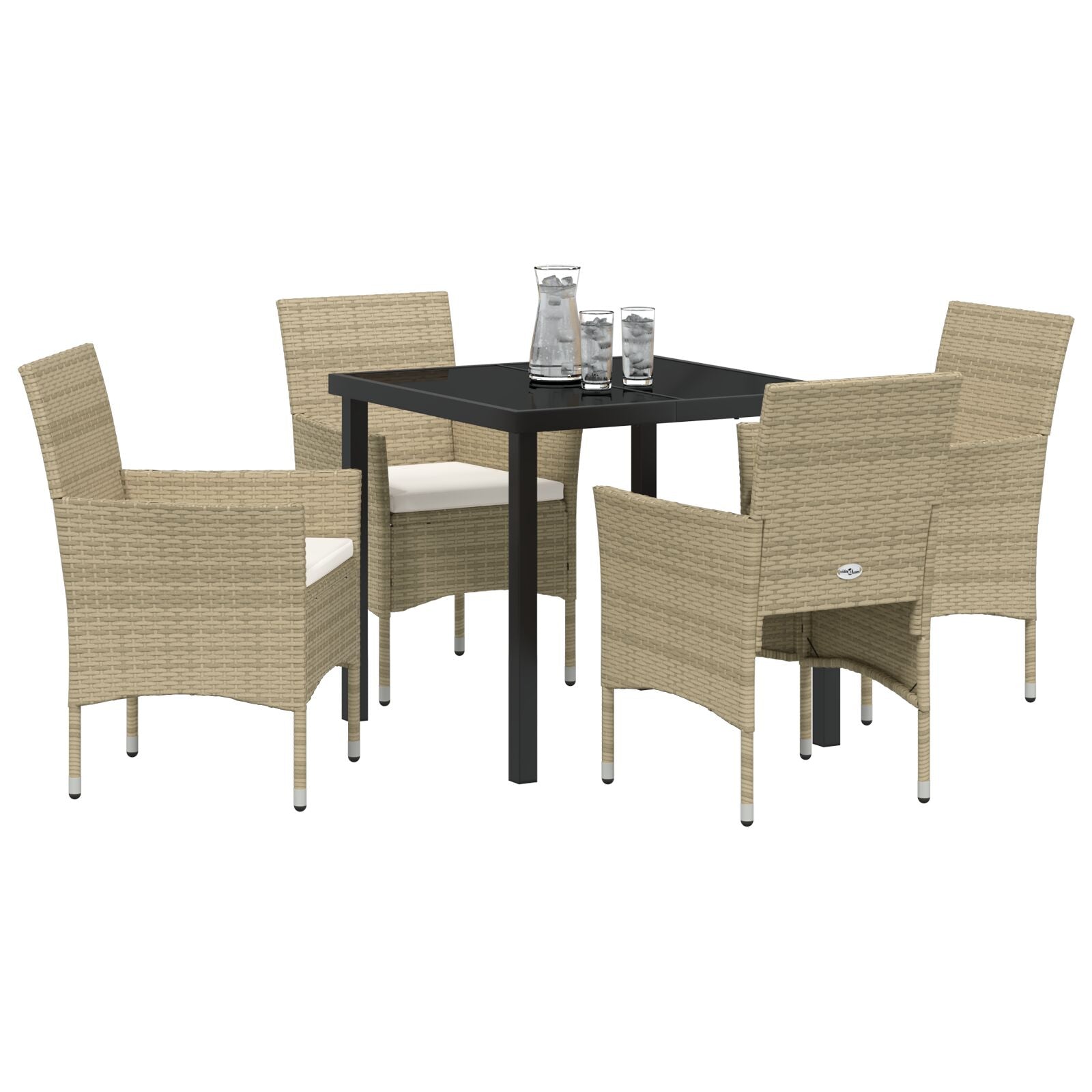 5-Delige Tuin Eetset Beige Poly Rattan