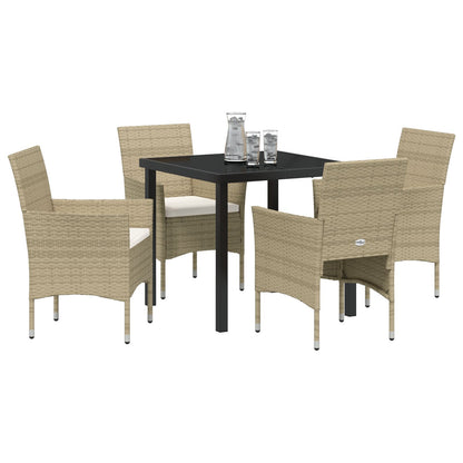 5-Delige Tuin Eetset Beige Poly Rattan