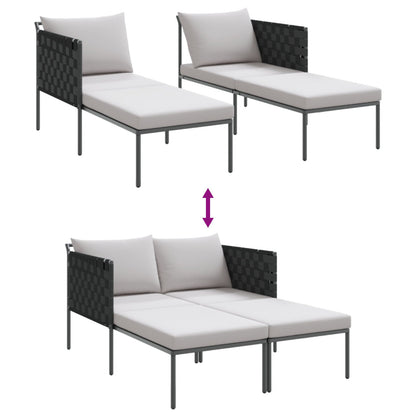 Zonnenbed Met Kussens Voor 2 Personen Antraciet 115X153X69,5 Cm Staal Lichtgrijs