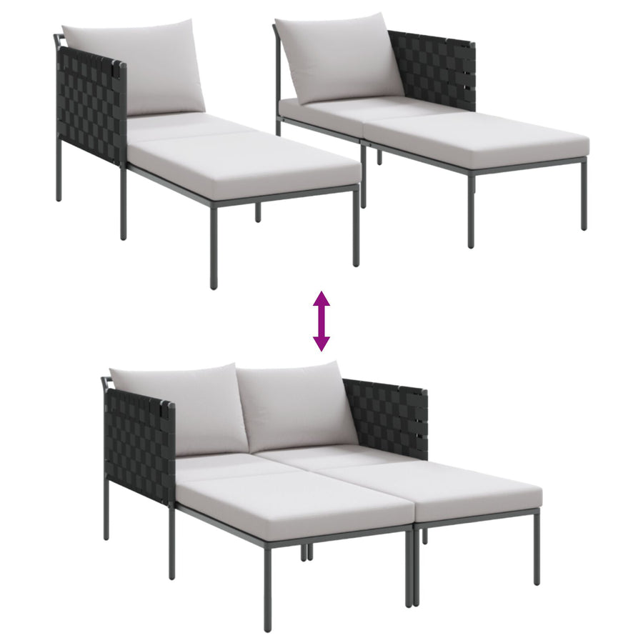 Zonnenbed Met Kussens Voor 2 Personen Antraciet 115X153X69,5 Cm Staal Lichtgrijs