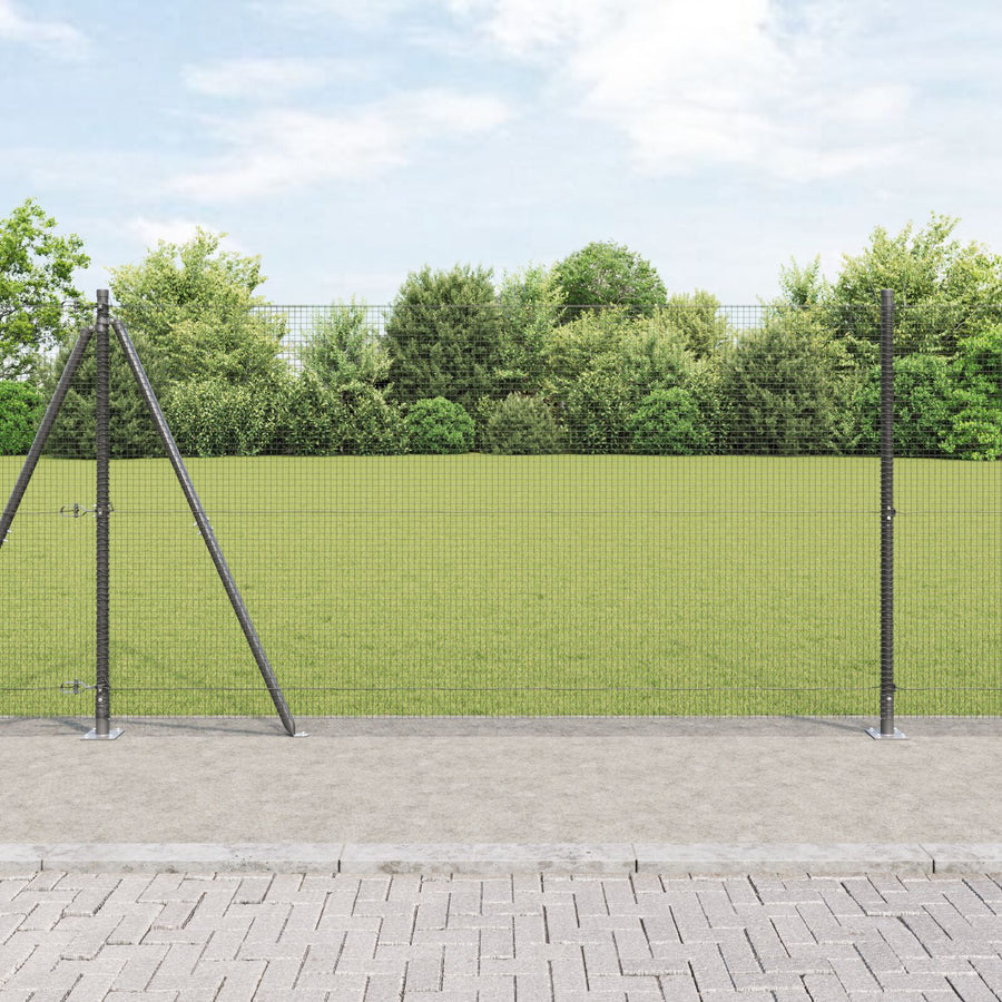 Gelaste Draadhek Met 13 Flenspalen Grijs 1.2X25 M Staal Gegalvaniseerd Staal