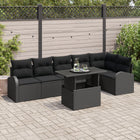 Tuinset poly rattan 7-delig zwart