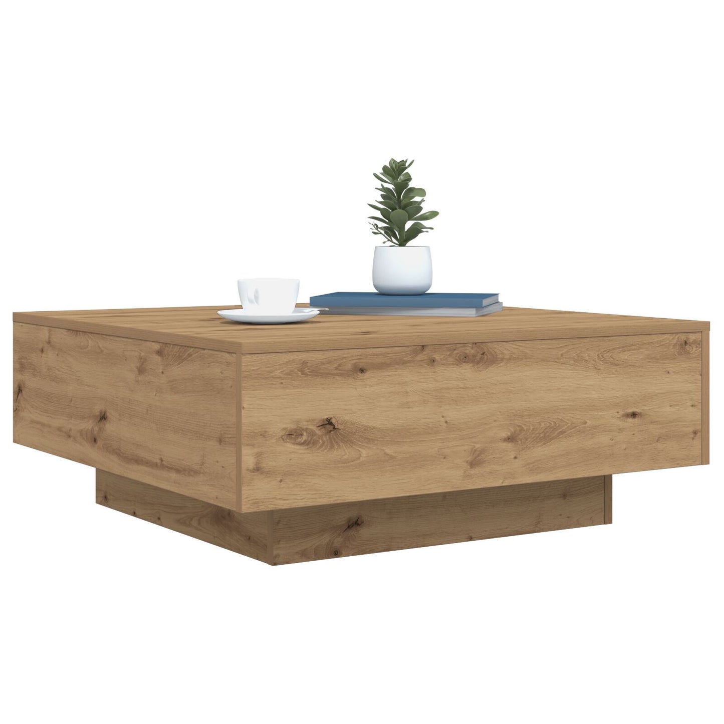 Salontafel Met Led-Lampen Artisan Eik 80X80X31 Cm