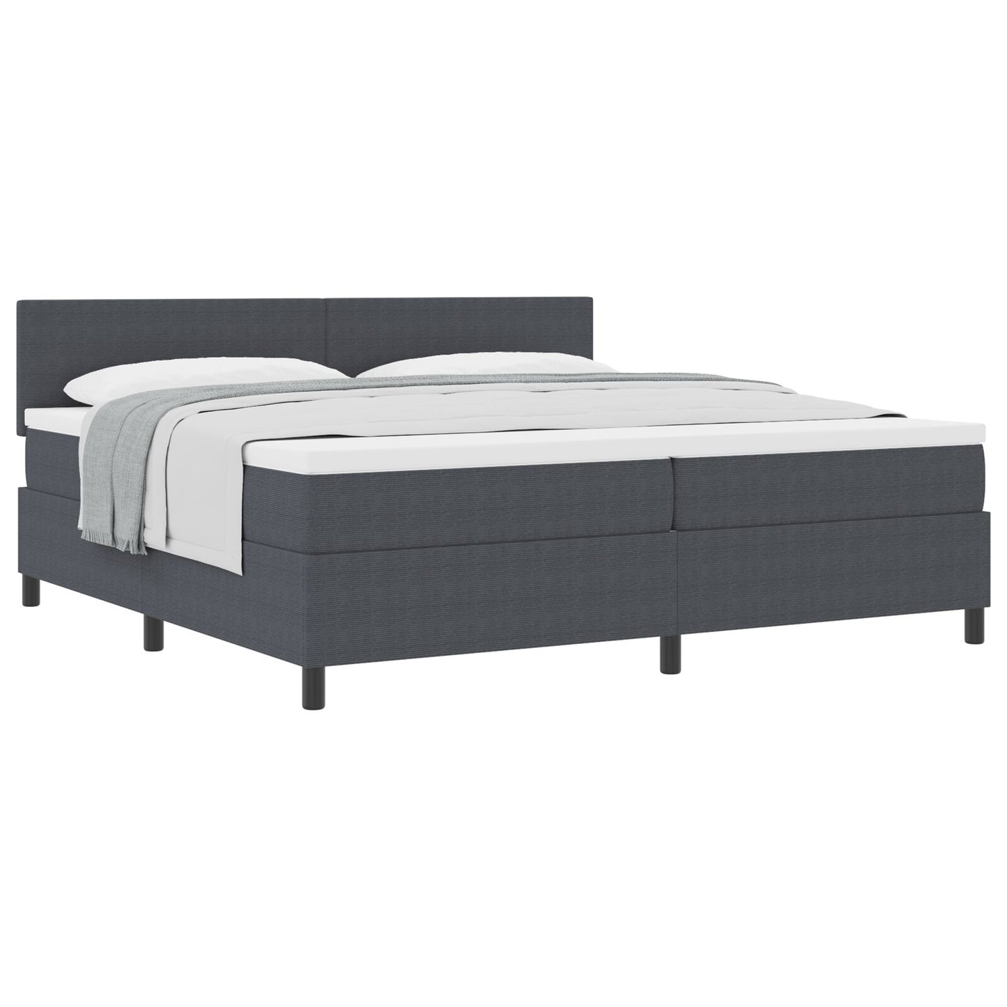 Boxspringbed Met Matras Donkergrijs 200 X 200 Cm Ribstof