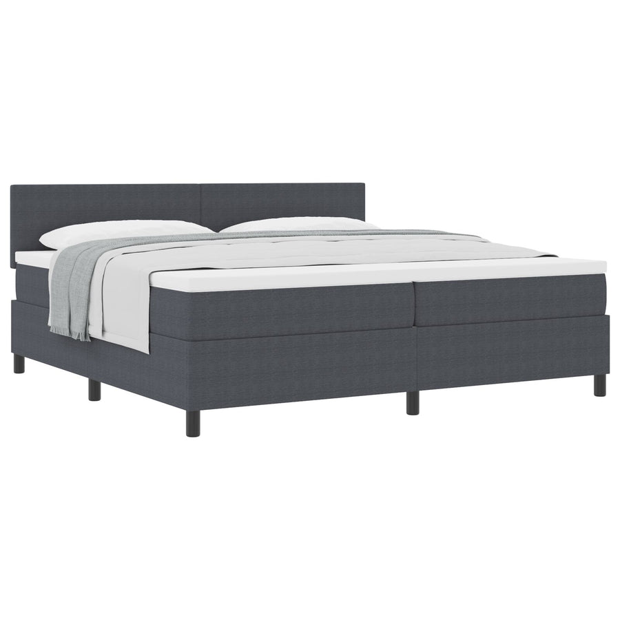 Boxspringbed Met Matras Donkergrijs 200 X 200 Cm Ribstof