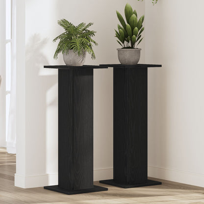 Plantenstandaard 2 Stuks Bewerkt Hout 30 x 30 x 80 cm Zwart eiken