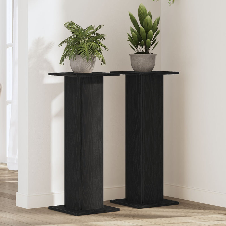 Plantenstandaard 2 Stuks Bewerkt Hout 30 x 30 x 80 cm Zwart eiken