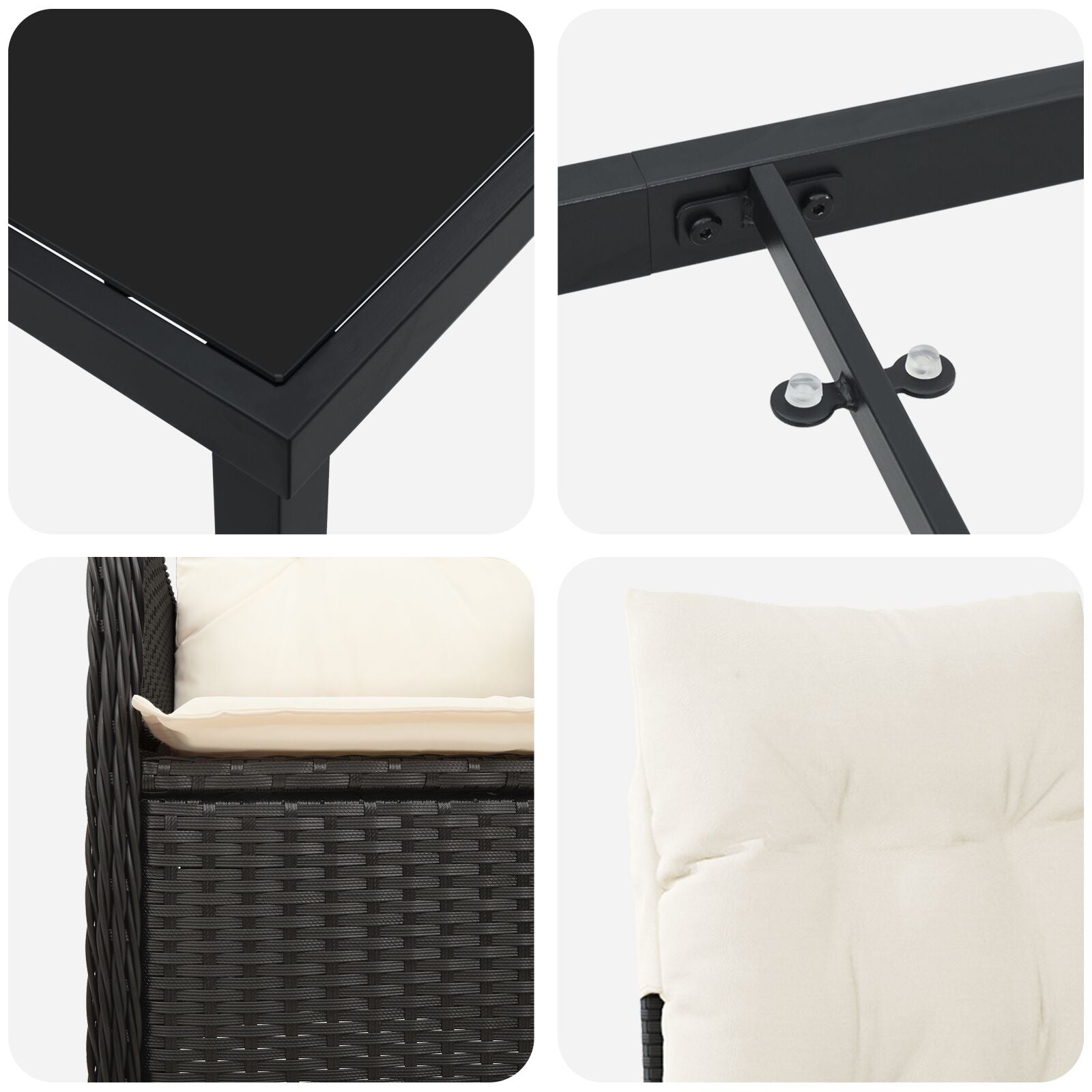 5-Delige Tuinset Met Kussens Zwart Poly Rattan