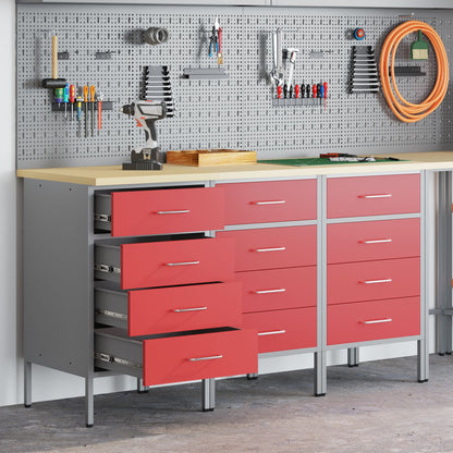Werkcabinet 3-Delig En Grijs Van Geengineerd Hout En Staal 3x (85 cm) Rood 3x cabinet