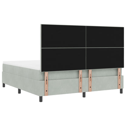Boxspring Bed Met Matras Lichtgrijs Super King Velvet Blauw