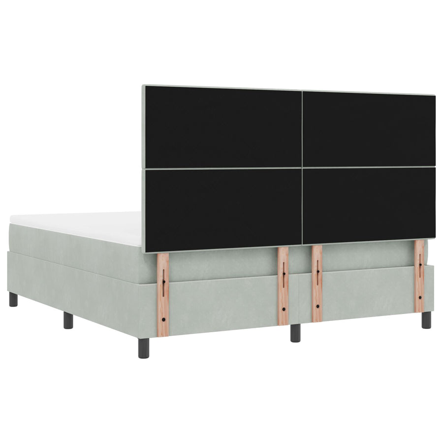 Boxspring Bed Met Matras Lichtgrijs Super King Velvet Blauw
