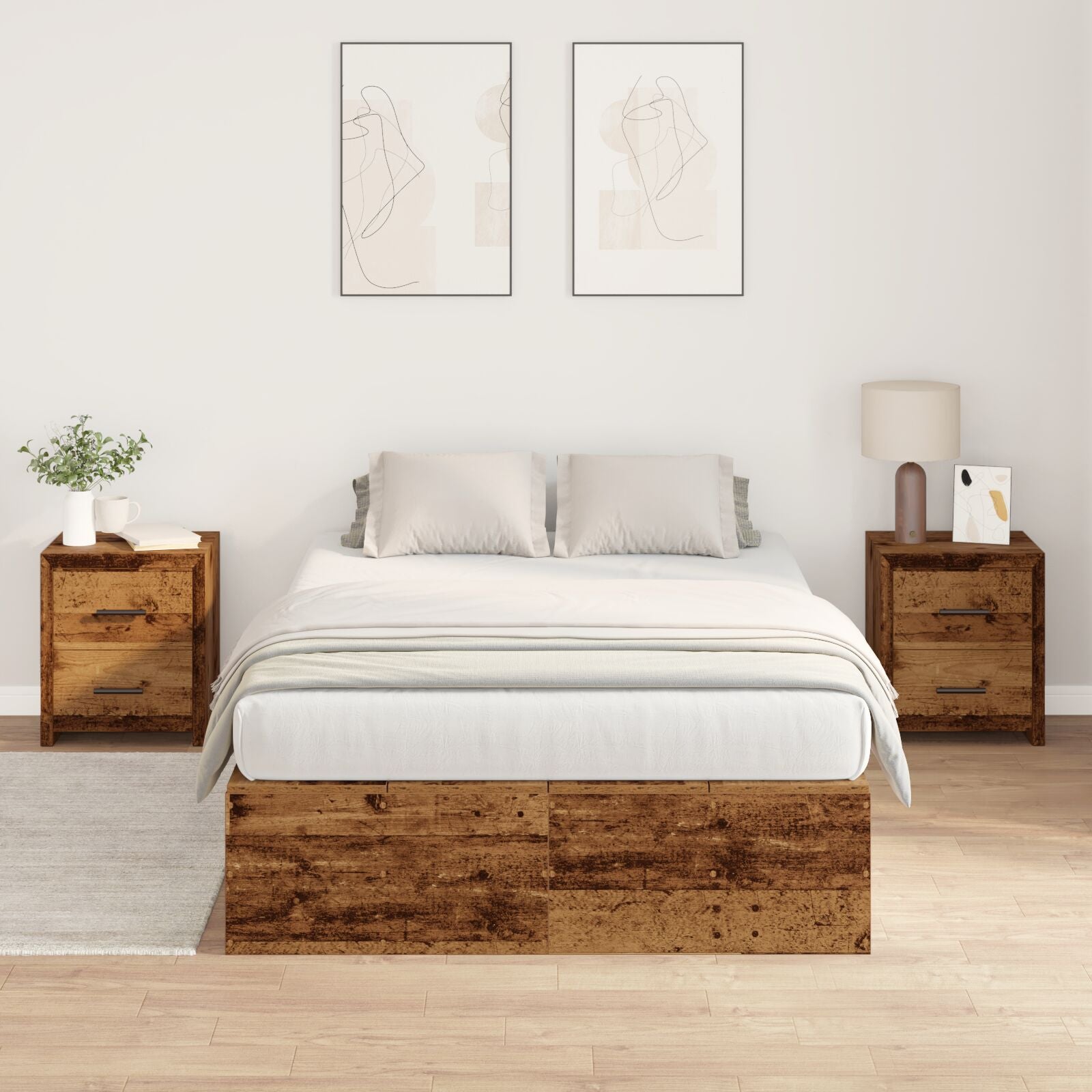 Opbergbedframe Oud Hout 120X200 Cm Grijs Sonoma