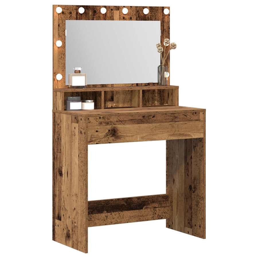 Kaptafel Met Led-Verlichting Oude Hout Oud hout 79 x 41 x 135 cm