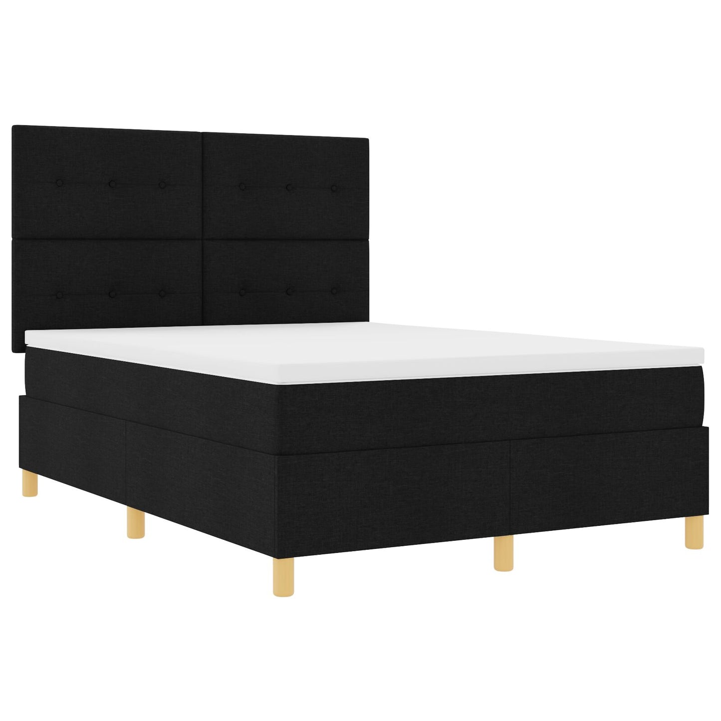 Boxspring Bed Met Matras Zwart 140X200 Cm Stof Blauw