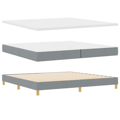Boxspringbed Met Matras Stof Lichtgrijs 200 x 200 cm Lijnen ontwerp