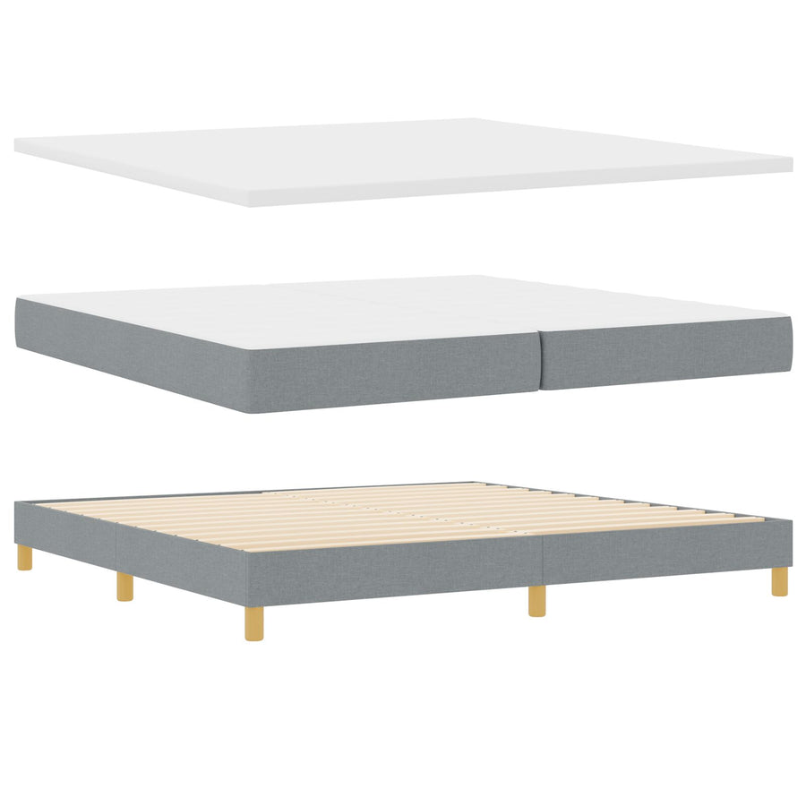 Boxspringbed Met Matras Stof Lichtgrijs 200 x 200 cm Lijnen ontwerp