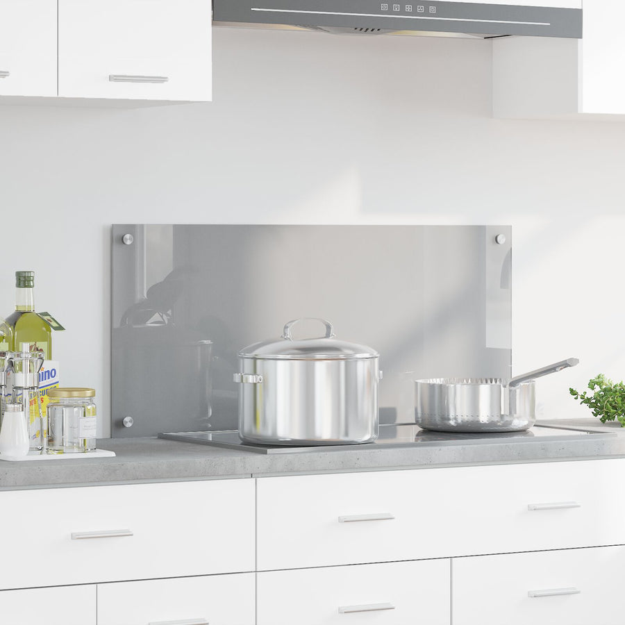 Keuken Achterwand 90X40X0,6 Cm Gehard Glas Lichtgrijs 90 x 40 cm