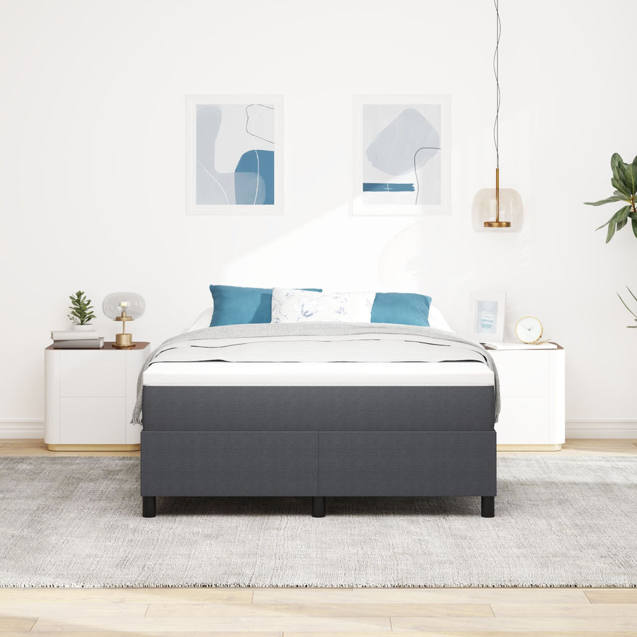 Boxspring Bed Met Matras Donkergrijs 140X200 Cm Corduroy Stof